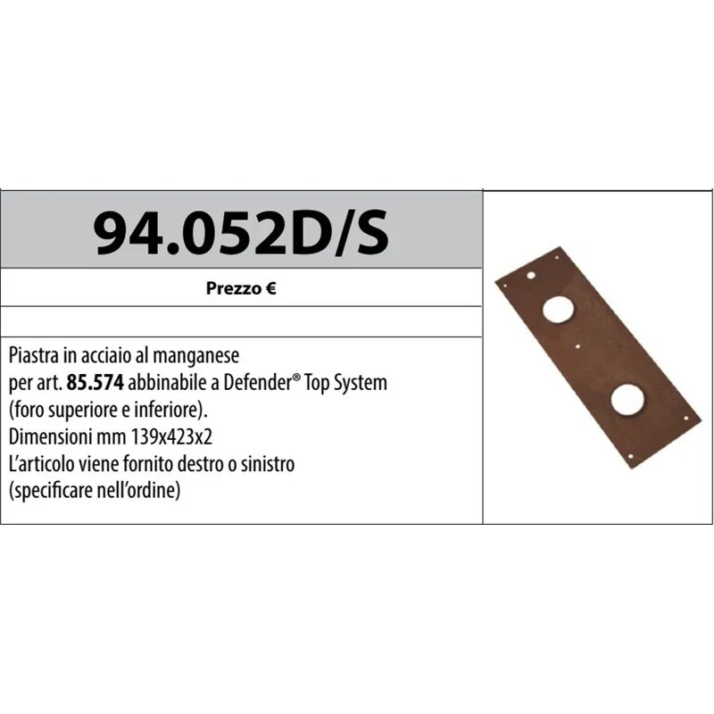 MOTTURA 94.052 PIASTRA AL MANGANESE PER SERRATURE MULTIFUNZIONE MOTTURA 85.574