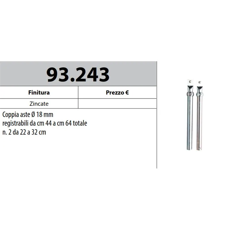 MOTTURA 93.243INF ASTE REGISTRABILI Ø18 PER SERRATURE MOTTURA AD INFILARE