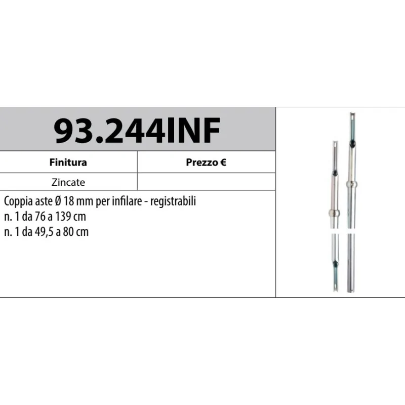 MOTTURA 93.244INF ASTE REGISTRABILI Ø18 PER SERRATURE AD INFILARE