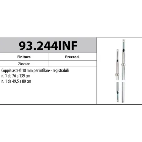 MOTTURA 93.244INF ASTE REGISTRABILI Ø18 PER SERRATURE AD INFILARE