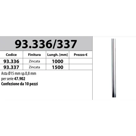 MOTTURA 93.336 ASTA Ø15 PER SERRATURE MOTTURA 47.902