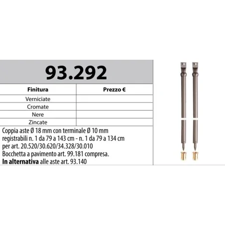 MOTTURA 93.292 ASTE CON PUNTALE PER SERRATURE MOTTURA
