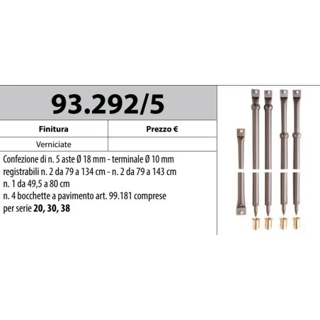 MOTTURA 93.292/5 ASTE CON PUNTALE PER SERRATURE QUINTUPLICI MOTTURA