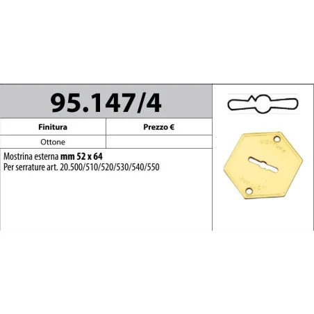 MOTTURA 95.147/4 MOSTRINA ESTERNA PER SERRATURE SERIE 20 MOTTURA