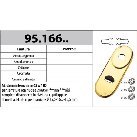 copy of MOTTURA 95.174 MOSTRINA PER SERRATURE A CILINDRO E MANIGLIA MOTTURA SUPPORTO IN PLASTICA