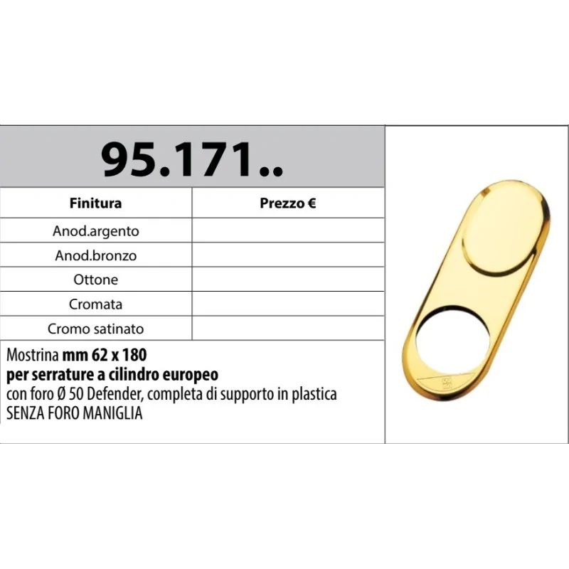 copy of MOTTURA 95.174 MOSTRINA PER SERRATURE A CILINDRO E MANIGLIA MOTTURA SUPPORTO IN PLASTICA