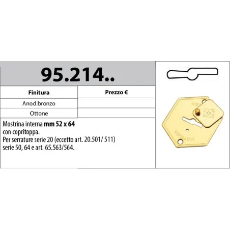 MOTTURA 95.214 MOSTRINA PER SERRATURE DOPPIA MAPPA VARIE SERIE