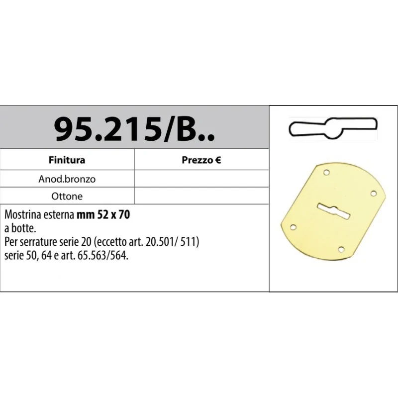 copy of MOTTURA 95.215 MOSTRINA PER SERRATURE DOPPIA MAPPA VARIE SERIE