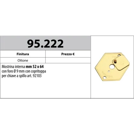 MOTTURA 95.222 MOSTRINA CON COPRITOPPA PER SERRATURE CON CHIAVE A SPILLO VARIE SERIE