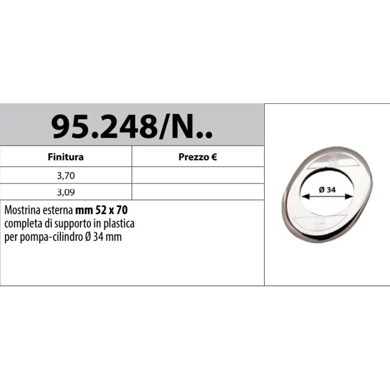 MOTTURA 95.248/N MOSTRINA 52x70 PER POMPA CILINDRO Ø34 MOTTURA 95.248/N MOSTRINA 52x70 PER POMPA CILINDRO Ø34