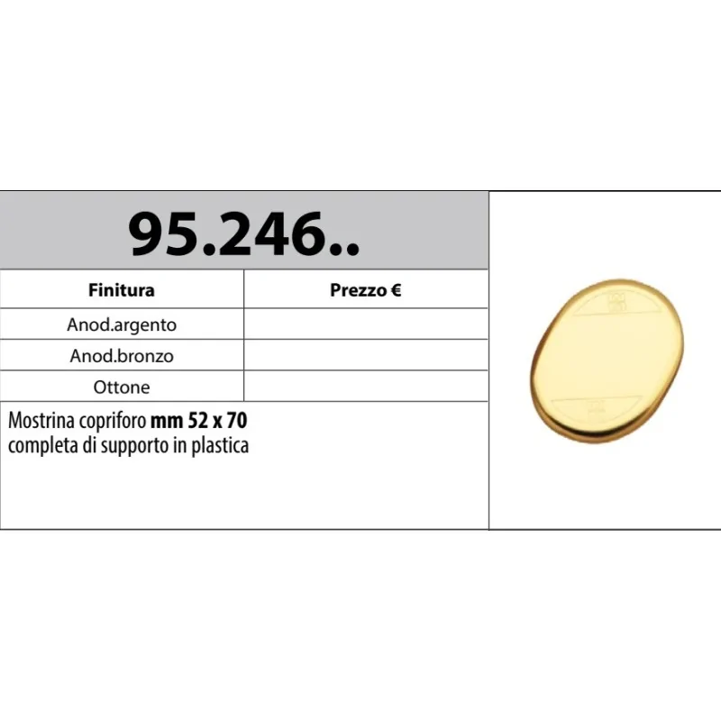 MOTTURA 95.246 MOSTRINA COPRIFORO 52x70 CON SUPPORTO IN PLASTICA