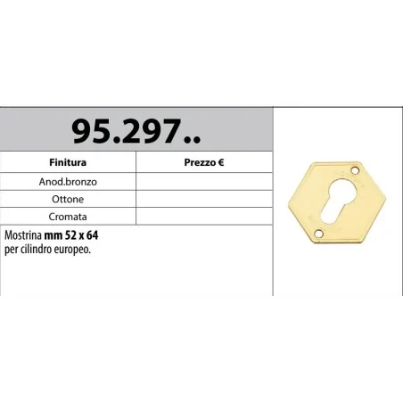 MOTTURA 95.297 MOSTRINA 52X64 PER CILINDRO EUROPEO