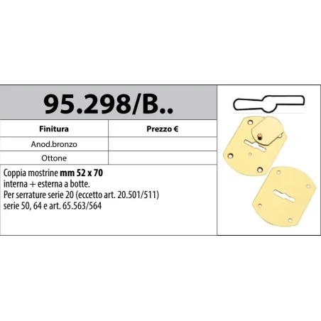 copy of MOTTURA 95.224 MOSTRINA INTERNA CON COPRITOPPA PER SERRATURE DOPPIA MAPPA
