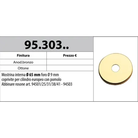 MOTTURA 95.303 MOSTRINA Ø65 PER CILINDRO CON POMOLO