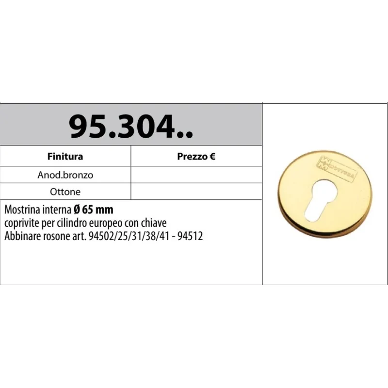 MOTTURA 95.304 MOSTRINA Ø65 PER CILINDRO EUROPEO