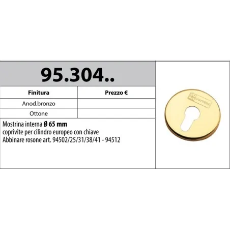 MOTTURA 95.304 MOSTRINA Ø65 PER CILINDRO EUROPEO