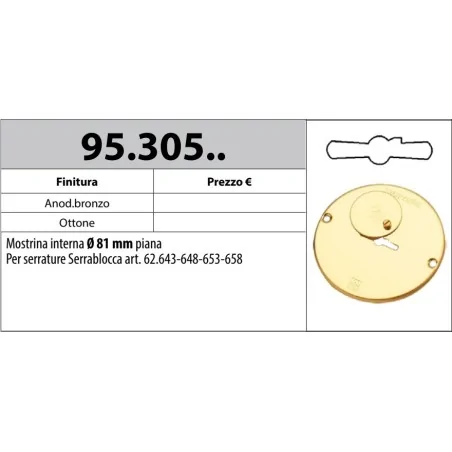 MOTTURA 95.305 MOSTRINA Ø81 PER SERRATURE SERIE 62