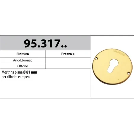 MOTTURA 95.317 MOSTRINA PIANA Ø81PER CILINDRO EUROPEO