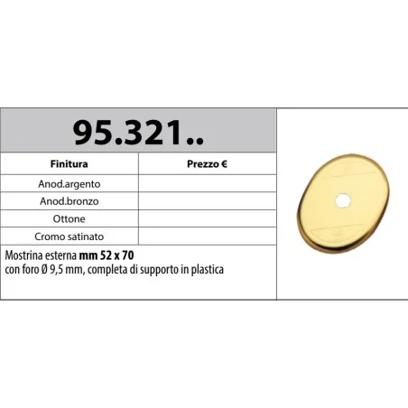 MOTTURA 95.321 MOSTRINA 52X70 CON FORO Ø9.5