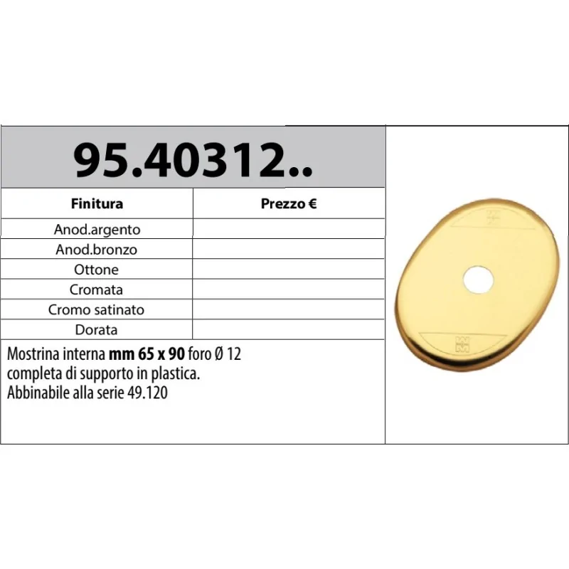 MOTTURA 95.40312 MOSTRINA INTERNA PER CILINDRO CON POMOLO MOTTURA