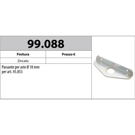 MOTTURA 99.088 PASSANTE PER ASTE Ø18 PER ART. 45.853