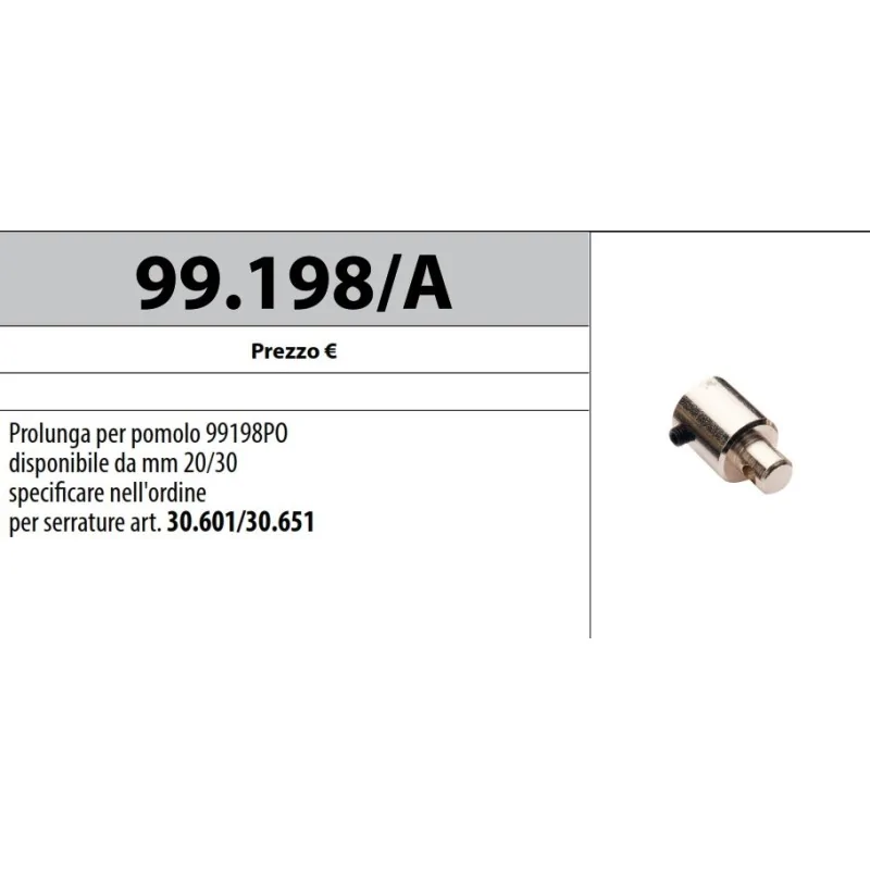 MOTTURA 99.198/A PROLUNGA PER POMOLO PER SERRATURE SERIE 30 MOTTURA MOTTURA 99.198/A PROLUNGA PER POMOLO PER SERRATURE SERIE 30 MOTTURA