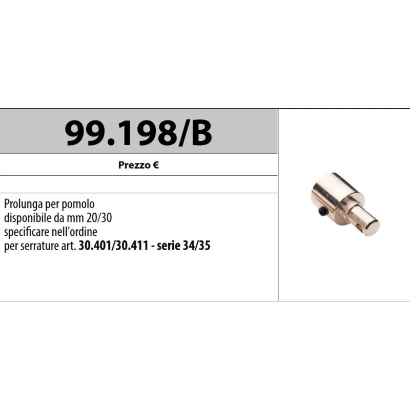MOTTURA 99.198/B PROLUNGA PER POMOLO PER SERRATURE SERIE 30 - 34 - 35 MOTTURA