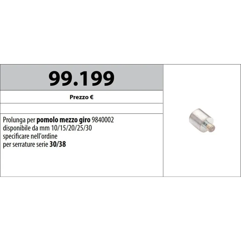 MOTTURA 99.199 PROLUNGA PER POMOLO MEZZO GIRO SERIE 30 E SERIE 38 MOTTURA