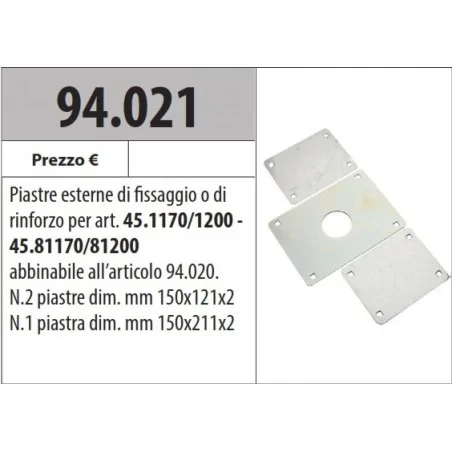 MOTTURA 94.021 PIASTRE ESTERNE PER FISSAGGIO O RINFORZO SERRATURE SERIE 45