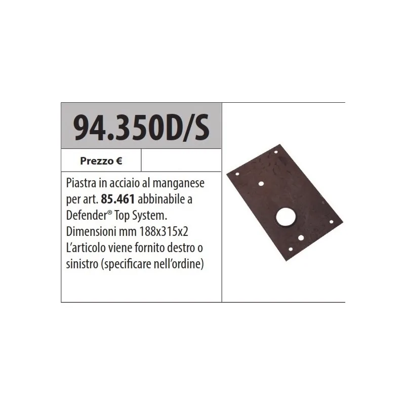 MOTTURA 94.350 PIASTRA AL MANGANESE PER SERRATURE MOTTURA SERIE 85