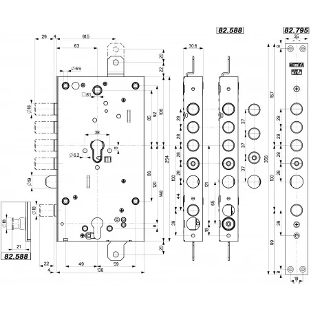 copy of MOTTURA 84.571 SERRATURA AD INGRANAGGI A CILINDRO EUROPEO PER PORTA BLINDATA