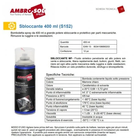 CARBURETTOR CLEANER SPRAY AMBRO-SOL 400 ML