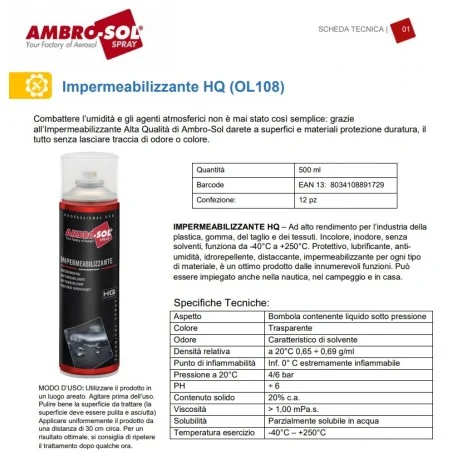 IMPERMEABILIZZANTE SPRAY AMBRO-SOL 500 ML