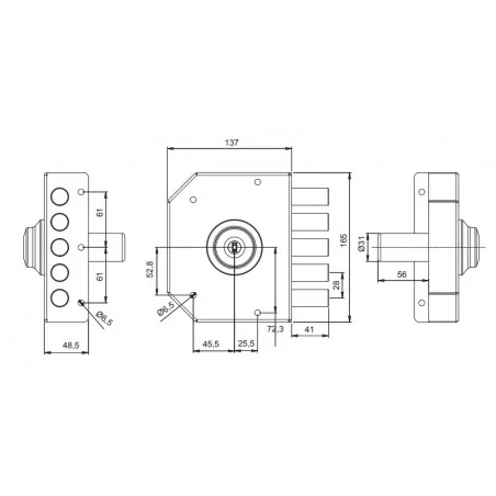 RIM SIDE LOCK WITHOUT LATCH TECO T1200