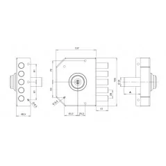 RIM SIDE LOCK WITH DOUBLE CYLINDER WITHOUT LATCH TECO T1270