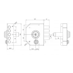 RIM SIDE LOCK WITH DOUBLE CYLINDER AND LATCH TECO T1280