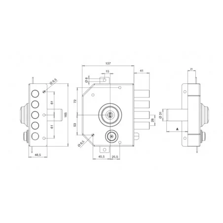 THREE-POINT RIM LOCK WITH LATCH TECO T1410