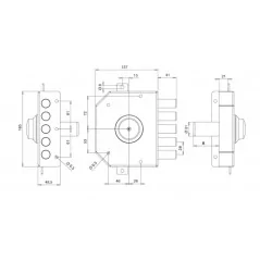 THREE-POINT RIM LOCK WITH INSIDE KNOB WITHOUT LATCH TECO T1450