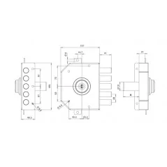 THREE-POINT RIM LOCK WITH DOUBLE CYLINDER WITHOUT LATCH TECO T1470