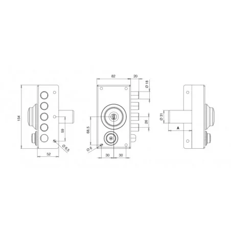 NARROW RIM SIDE LOCK WITH LATCH TECO T1710