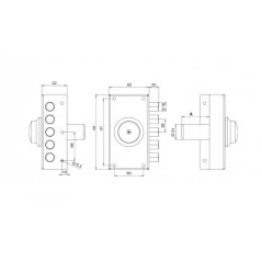NARROW RIM SIDE LOCK WITH INSIDE KNOB WITHOUT LATCH TECO T1750