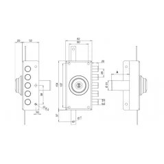NARROW THREE-POINT RIM LOCK WITHOUT LATCH TECO T1900