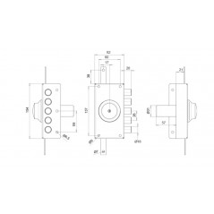 TECO T1970 SERRATURA TRIPLICE AD APPLICARE DOPPIO CILINDRO EUROPEO PER PORTA IN LEGNO