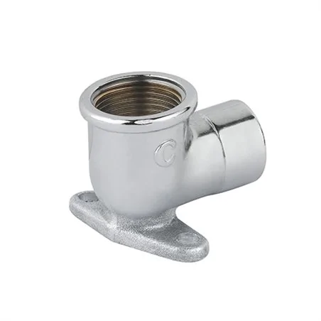 GOMITO CON FLANGIA FF OTTONE CROMATO CAVALLETTO