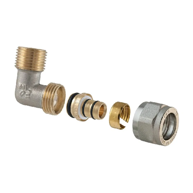 GOMITO A STRINGERE A TRE PEZZI PER MULTISTRATO FILETTATO MASCHIO TDM