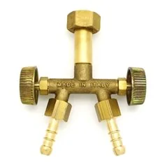 RACCORDO A DUE VIE PER BOMBOLA CON RUBINETTI