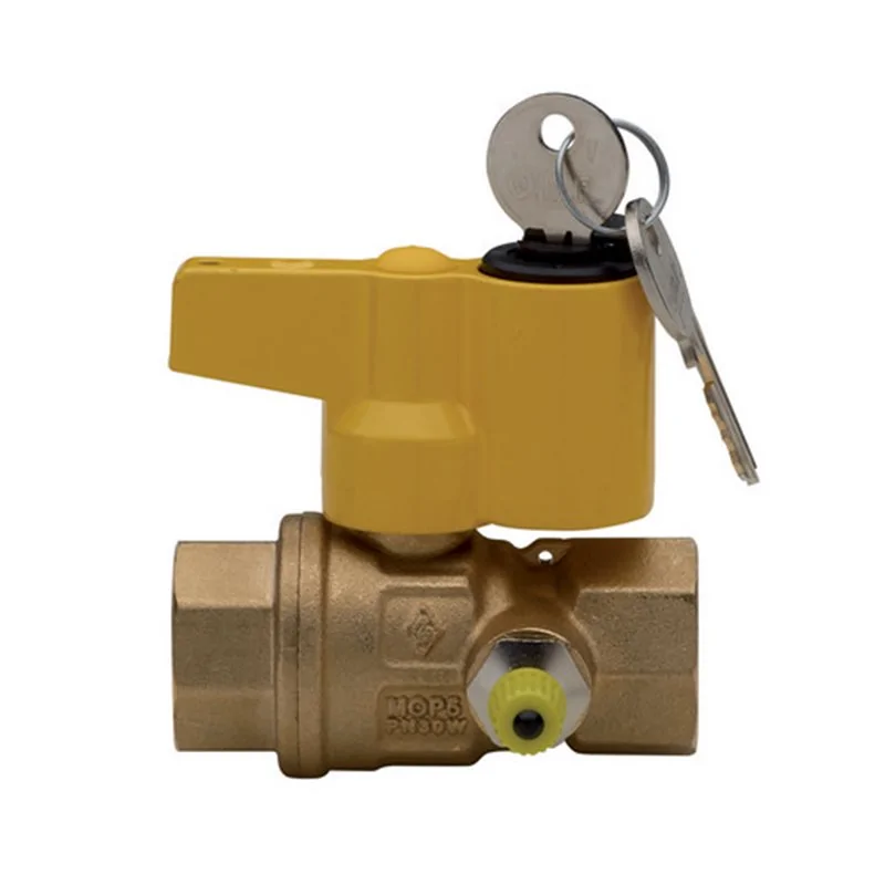 VALVOLA A SFERA GAS CON SERRATURA E PRESA PRESSIONE FF