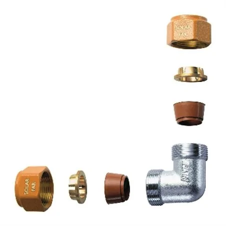 GOMITO DOPPIO COMPLETO DI KIT DI TENUTA PER IMPIANTI SOLARI FAR