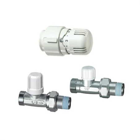 VALVOLA + DETENTORE DIRITTO + TESTA TERMOSTATICA ATTACCO RAME FAR