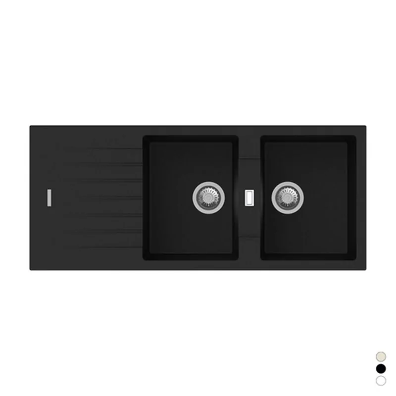 LAVELLO SINTETICO DA INCASSO 2 VASCHE CM 116